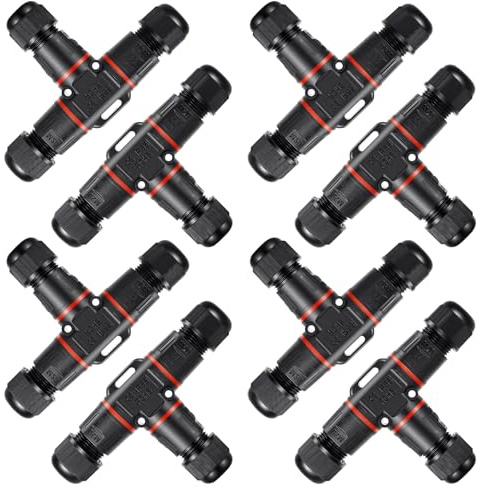 BOSYTRO 8 Piezas Empalmes Cables Electricos, 3 Pines Conector Estanco IP68, Conexión Rápida Forma T Conector de Cable Estanco, para Diámetro de Cable Ø3-12 mm
