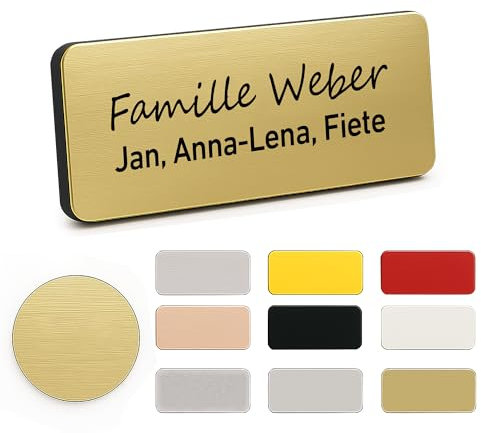 XMHome Plaque de porte 1 pièces pour boîte aux lettres ou sonnette Utilisable aussi comme plaque de bureau Personnalisable avec nom & symbole Gravure laser résistante Fabriqué en Allemagne