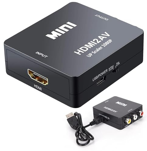 Convertidor HDMI a RCA, Adaptador HDMI a RCA, Compatibilidad con vídeo y audio compuesto AV CVBS PAL/NTSC para Xbox 360/One, PlayStation 3/4/5, DVD, Android TV Box y Fire Stick