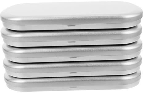 Didiseaon 5pcs Tinplate Stationery Organizer Box with Hinged Lid Compact Pencil Holder for School and Office Use Portable Silver Pen Case for Desk Storage and Travel