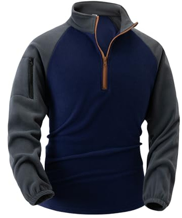 Generisch Suéter de forro polar militar para hombre con media cremallera, chaquetas tácticas, suéter de combate al aire libre, cuello alto, suéter de trabajo térmico, caza, manga larga, suéter de