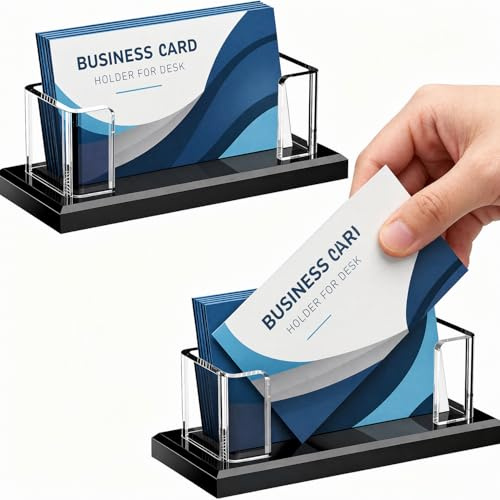 ZJXKJGS 2 Piezas Tarjetas Transparente Expositor, Transparente Organizador de Tarjetas de Plástico, Soporte para Tarjetas de Visita, para Hoteles, Oficina
