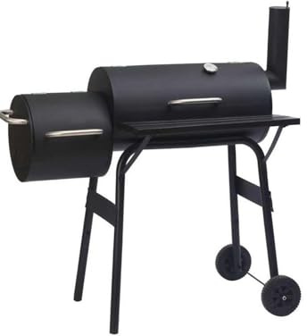 Barbacoa Ahumador de Carbón 2 en 1 Miami | Smoker Americano con Tapa | Termómetro, Ruedas y Zona de Fuego Lateral | Ahumador