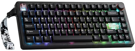 CIDOO QK75 75% 3 Modi Kabellose Gaming-Tastatur, QMK/VIA Programmierbar, Cremige Dichtung, Hot-Swap-Fähige Mechanische Tastatur mit Linearen Schaltern, RGB, 4000-mAh-Akku, Win/Mac (Schwarz)