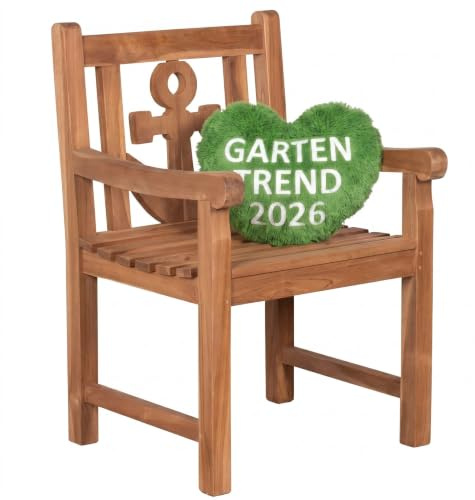 Mr.Deko Gartensessel Anker Teak-Holz Wetterfest Teakstuhl Gartenstuhl Wood | Outdoor-Sessel Holz-Stuhl