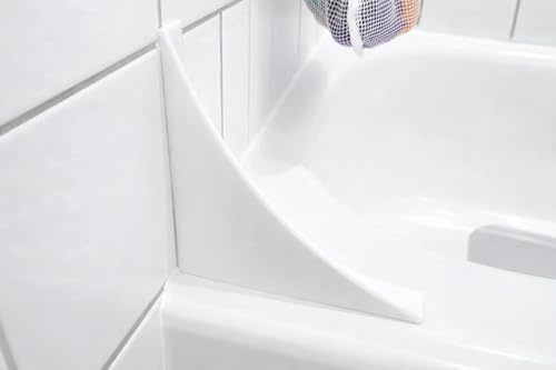 2 PCS Bathtub Shower Sink - Corner Splash Guard - Bathroom Water Barrier - White