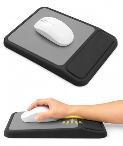 Giecy Tapis de souris ergonomique avec repose-poignet incliné,Noir | Support Progressif sans Pression, Mousse à Mémoire de Forme, Base Antidérapante, Confort Bureau & Gaming