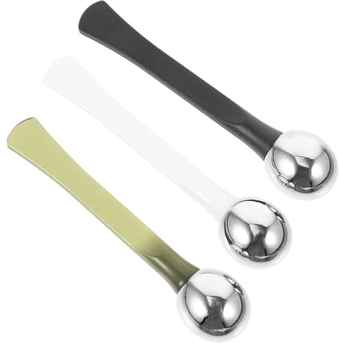 CLISPEED Augencreme Messlöffel 3stücke Satz aus Zinklegierung und Kunstharz Tragbarer Make Up Stift zur Augenmassage und Linderung von Augenmüdigkeit Kompakt für Tasche oder Beutel