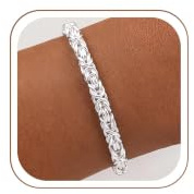 Fezodo Königsarmband 925 Silber Über Damen, 6 mm breit quadratisch Silberarmband original italienische Byzantiner Armband Elegantes Schmuck Geschenkidee Länge 8 Zoll