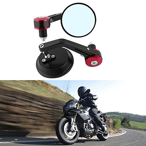 KATUR Universal Motorcycle Rearview Mirror Red Style rétro Vue latérale arrière Miroir Moto Guidon Fin Miroirs pour 7/8 guidons 22mm Fits pour H Onda S uzuki Y amaha H Arley D avidson