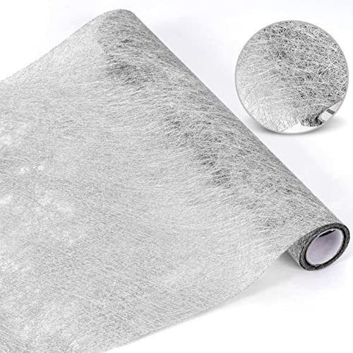 Tischläufer Silber, 30cm x 5m Glänzend Tischband Rolle Silber ，Silberener Tischläufer Papier Schmal，Silberne Metallic Hochzeit Tischdeko Dekostoff mit Beschicht für Hochzeit Kommunion Geburtstag Party