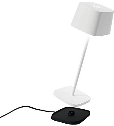Zafferano, Ofelia Lampe, Kabellose, Wiederaufladbare Tischlampe mit Touch Control, Auch für den Außenbereich Geeignet, Dimmer, 2700-3000 K, Höhe 29 cm, Farbe weiß