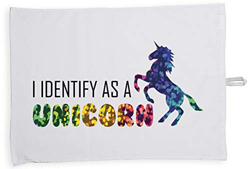 Hippowarehouse I identify as a unicorn Tea Towel Eco Printed Dish Cloth Kitchen accessory 50cmx70cm 100% Cotton