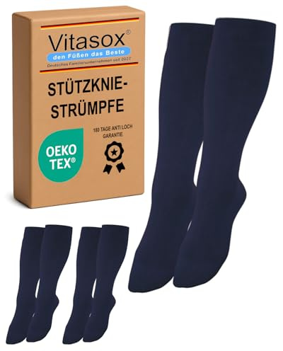 Vitasox Stützstrümpfe für Damen & Herren, 1 | 2 | 4 | 6 Paar, Stützkniestrümpfe aus Baumwolle mit Kompression für Flug, Reise, Büro und Auto, Thrombose Socken gegen geschwollene Beine
