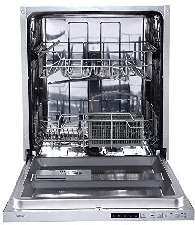 Statesman BDW6014 Integrated 14 Place Dishwasher with Removable Cutlery Basket, 5 Wash Programms, Rear Foldable Racks, 3/6/9 Hour Timer, 60cm Wide, White