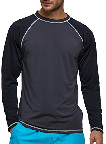 MANLUODANNI Langarmshirt Herren Rash Guard UPF 50+ UV-Schutz-Shirt Lose Stretch Männer Longsleeve zum Schnorcheln Schwimmen Surf Laufen Wandern