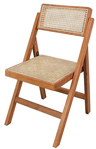 D2FASHION Wiener Geflecht Klappstuhl Outdoor Braun/Schwarz/Natürliche, Gartenstuhl Holz Home Office Chair, Kein Zusammenbau Erforderlich, Kann Direkt Verwendet Werden, Atmungsaktive Rückenlehne