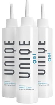 UNIQE Zahngel-Set – Fluorid-Zahngel für UNIQE One Zahnbürste | 720 ppm Fluorid – von der Bundeszahnärztekammer empfohlen – 3× 250 ml, ca. 90 Tage Vorrat, Minz-Aroma, Zahnpasta-Ersatz
