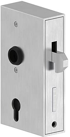 STEINBACHER© | Boîte de serrure de portail coulissant en acier inoxydable avec serrure, 40x94,5x173mm, AMF, V2A