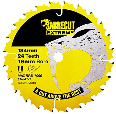 SabreCut 1pc SCCSF184CR2416 184mm x 24T x 16mm Bore Circular Saw Blade | Thin-kerf design and durable carbide teeth reduce binding, cutting effort and tooth breakage
