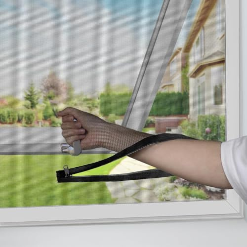 BKSAI Fliegengitter Dachfenster Fliegengitter mit Reißverschluss ohne Bohren für jedes fenster Kippfenster Schrägfenster Dachfenster-Fliegengitter Moskitonetz fürs Fenster Zuschneidbar mit Klettband