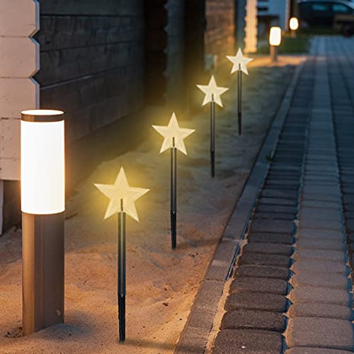 5 Pcs Sterne Solar Weihnachtsbeleuchtung Gartenleuchte, Solar Lichterkette Außen Sterne LED Garten Leuchtstäbe Balkon Weihnachts Deko, Für Garten Patio Party