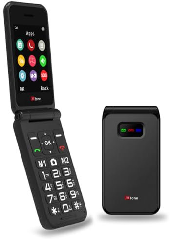 TTfone TT760 4G USB-C Mobile Phone for the Elderly, Simple and easy to use flip folding cell cheap and easy to use, EE Pay as you go (Black, with Mains Charger)