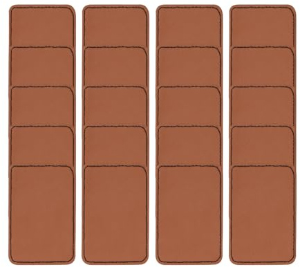 LT Easiyl 20 Stück PU Blanko Rechteckige Leder Etiketten Aufnäher, Leder Hut Aufnäher mit Kleber, Lederflicken für Hüte, für Kleidung Schuhe Hüte Jeans Taschen, 7,6 X 5 Cm