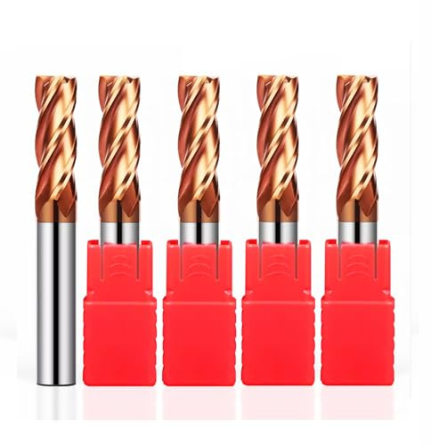 Zouzmin 5pcs HRC55 Carbide Square End Mill 5/16(8mm) 4 Flutes Micro Grain Carbide End Mill Milling Cutter AlTin Coated for Alloy Steels Hardened Steel (5pcs HRC55 D8)