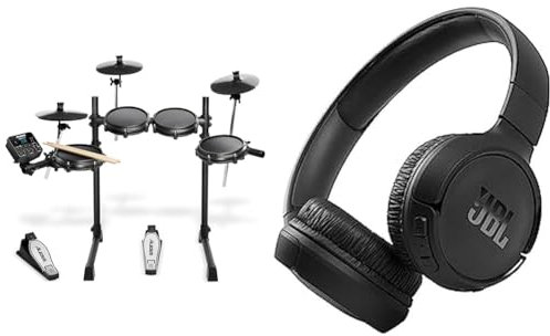 Alesis Turbo Mesh Kit - E Drum/E Schlagzeug Elektronisch mit Mesh-Heads & JBL Tune 510BT – Bluetooth Over-Ear Kopfhörer in Schwarz – Faltbare Headphones mit Freisprechfunktion