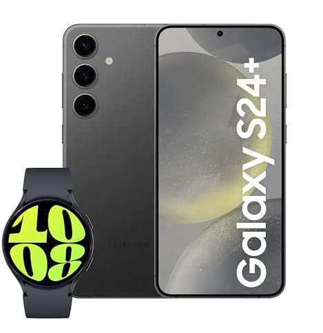 Samsung Galaxy S24+, AI Android Smartphone, 12GB RAM, 512GB Storage, 50MP Camera, Large display, Onyx Black, 3 Year Manufacturer Extended Warranty with Watch6 Smart Watch, BT, 44mm (UK Version)
