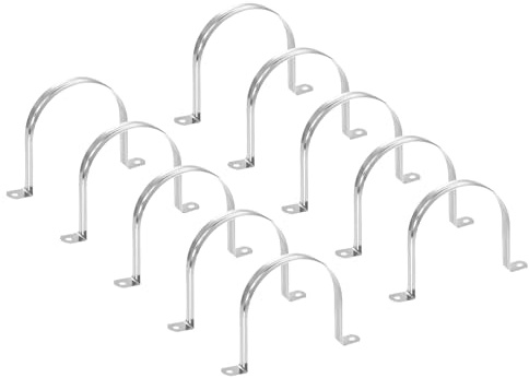 PATIKIL 3.94 inch/100mm Rigid Pipe Strap Clamp, 12 Pcs 304 Stainless Steel Two Hole U-Shape Tube Clip Pipe Fasten Holder for Pipe Fixing