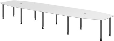 bümö Konferenztisch oval 520x130 cm großer Besprechungstisch in weiß, Besprechungstisch mit Gestell in Graphit, Meetingtisch für 18 Personen, XXL-Tisch für Besprechungsraum & Meeting