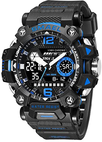 SMAEL Men's Display Watches Sports Outdoor Waterproof Luminous Multi Function Watch Date Face Alarm Stopwatch for Men