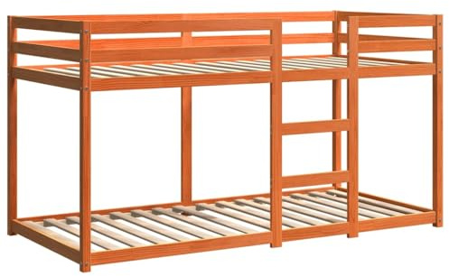 vidaXL Litera de Madera Maciza de Pino marrón Cera 80x200 cm