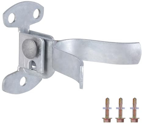 Chain Link Fence Gate Latch with Screws, 1-3/8 Wall Mount (Flat Back) Fork Gate Latch with Padlock Hole, Chain Link Fence Parts Gate Hardware Gate Locks for Outdoor Fence - Mounts to Post or Wall