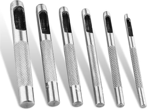 6 Pcs Heavy Duty Leather Hole Punch Cutter, Round Hollow Punch Set for Watch, Cloth, Gaskets, Bands, Belts, Canvas, Paper Plastics(3mm to 8mm)
