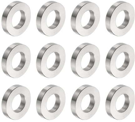 QUARKZMAN 12 Stück Edelstahl-Abstandshalter 10,5 mm Bohrung x 20 mm Außendurchmesser x 4 mm Länge Schraubenbuchse Blankes Finish Runder Metall-Distanzhülsen für M10 Schrauben und Stangen