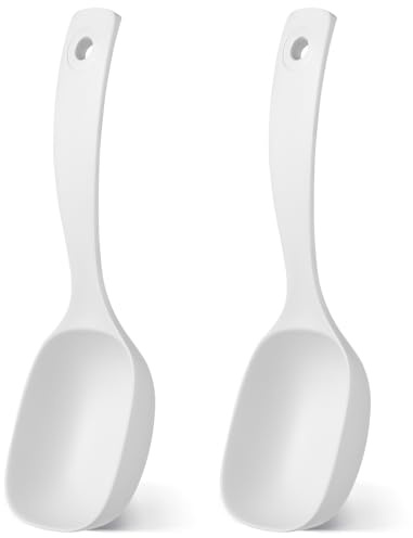 BIUDECO Serving Spoons 2pcs White Pp Large Soup Serving Spoons with Simple Design, Not Easy to Break or Deform, for Canteen and Kitchen Use as Multipurpose Ladles