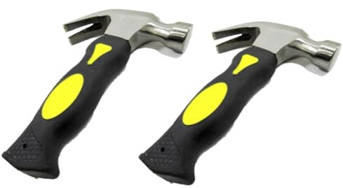 Unibos | 10 Oz Stubby Claw Hammer with Magnetic Head & Shock Reduction Grip X2 - Camping Hammer with Soft Rubber Handle & Cushion Grip