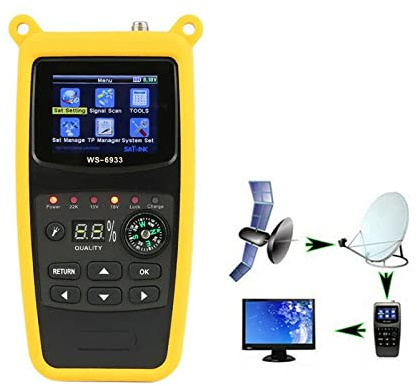 KYKYK Satellite Finder Satellite Signal Meter DVB-S2 FTA C&KU Band Digital Satellite Finder Meter 2.1` LCD Display Silicone Cover and Lithium Battery WS 6933