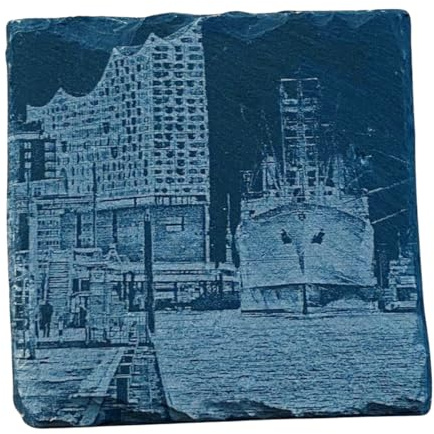 City Coaster Stilvolle Untersetzer Schiefer Gravur quadratisch Hamburg (Motiv Elbphilharmonie)