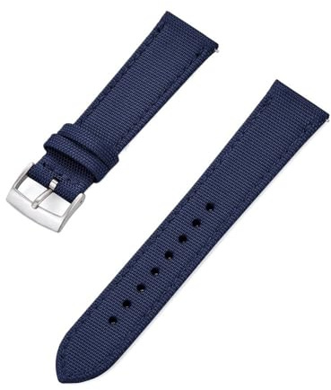 QNGMKBKTDZ Bracelet de montre en tissu à voile imperméable + Bracelet de montre en cuir 18mm 20mm 22mm Bracelet à dégagement rapide Bracelet en Nylon Bracelet de sport hommes(Blue-Silver,22mm)