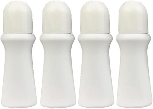 Hehglng 4 Pcs White 75ml Empty Refillable Roller Bottle Plastic Roll On Reusable Rollerball Bottles DIY Deodorant Containers with Roller Ball, Refillable Cosmetic