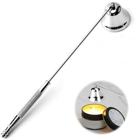 Spegni Candela per Candele in Acciaio Inox con Manico Lungo, Spegnicandele per Candele Profumate,Strumento per Spegnere le Candele Argento