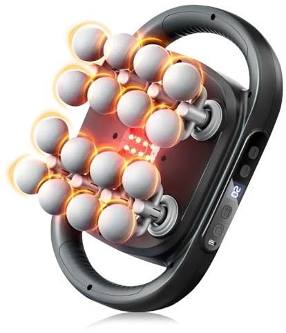 Massagepistol med 16 huvuden för djup vävnad, massagepistol testvinnare med 9 lägen och 20 intensiteter, elektrisk massageapparat tyst borrskena för rygg, nacke, ben