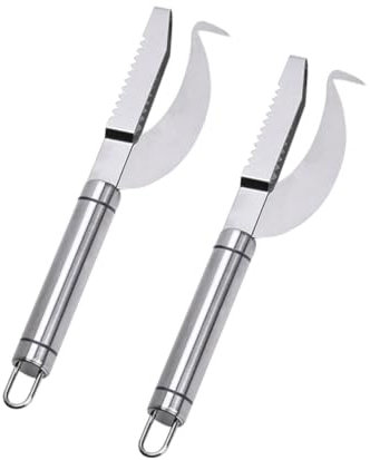 MAGICLULU 2pièces Couteau à Écailles De Poisson Acier Inoxydable Grattoir Cuisine Léger Pratique avec Design Suspendu Économiseur Espace pour Maison Et Cadeau