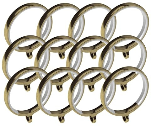 Swish Design Studio Luxury Lined Curtian Rings, for 28mm Curtain Poles (12, Antique Brass)