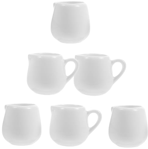 Holibanna Bricchette Per Latte in Ceramica e Brocche Per Salse, Set 6 Pezzi Beccuccio, Tazze Da Caffè e Tazze Da Latte Compatte Per Uso Domestico e Servizio Bevande