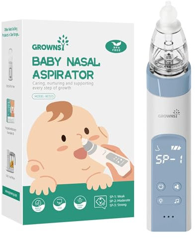 Nasensauger Baby | Nasensauger Baby Elektrisch| Nasensauger Baby Staubsauger Wiederaufladbar, Mit 3 SaugstäRken Musik & Licht Funktion Und 3 GrößEn Silikon Tipps (Blu)